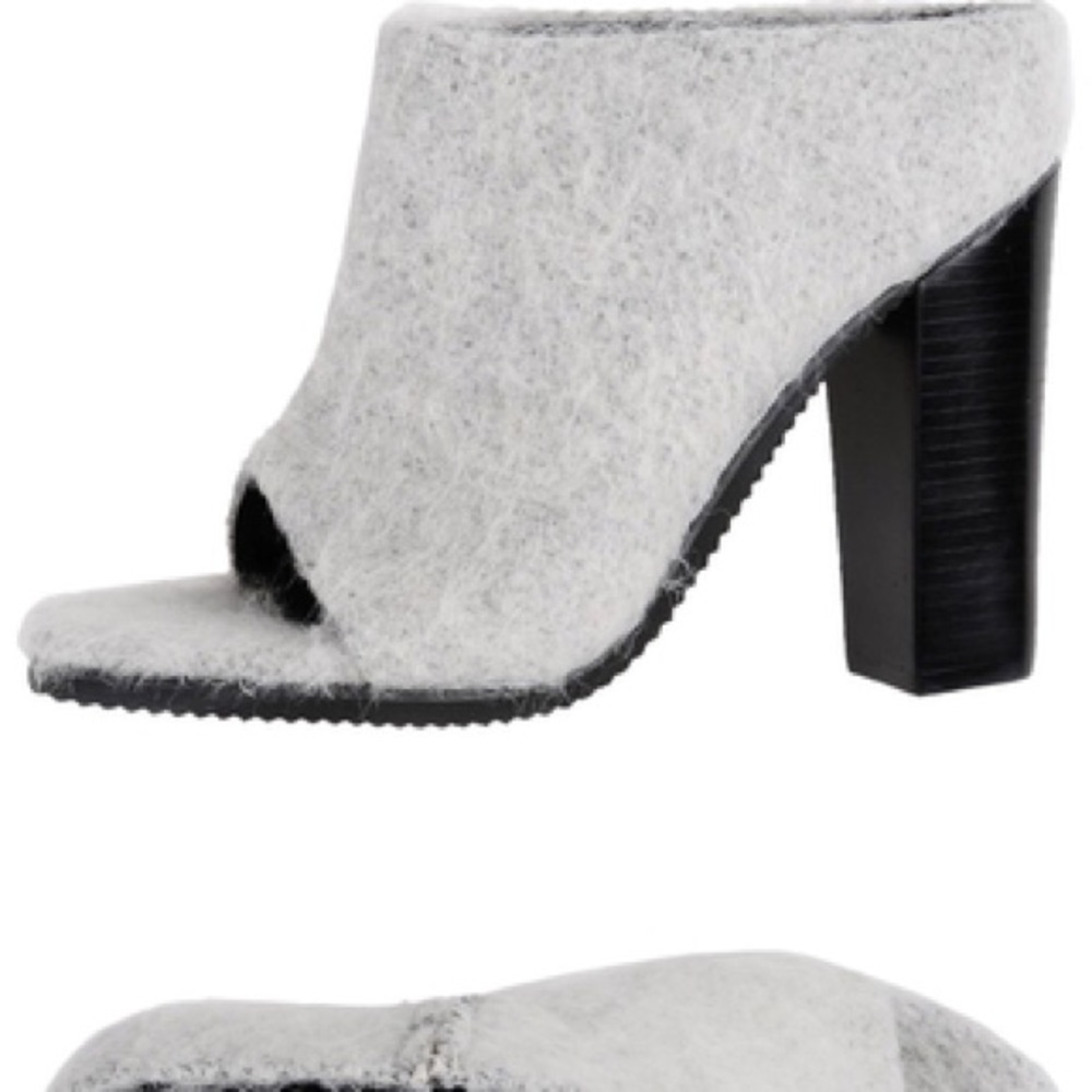 Tibi Furry Grey Mules